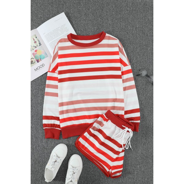 Red Gradient Stripes Home Casual Suit