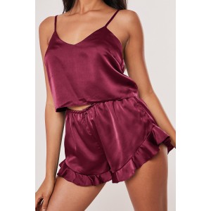 Wine Sleep Tight Satin Camisole Pajamas ...