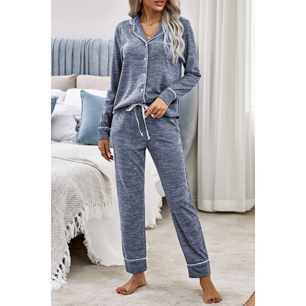 Blue Sound Asleep Button Pajama Set