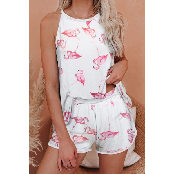 Flamingo Knit Pajama Shorts Set