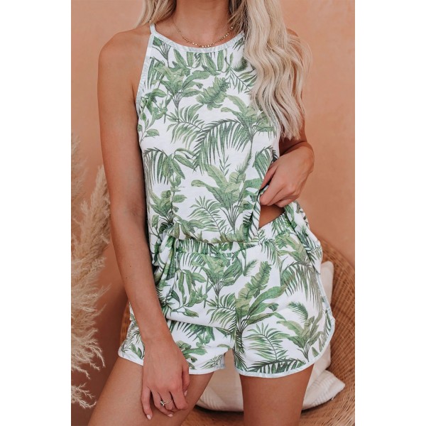 Escape Under The Palms Knit Pajama Shorts Set