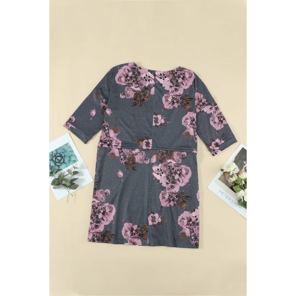 Gray Floral Lounge Tunic Dress