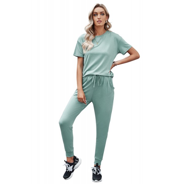 Green Cozy Cotton T-shirt Pants Set