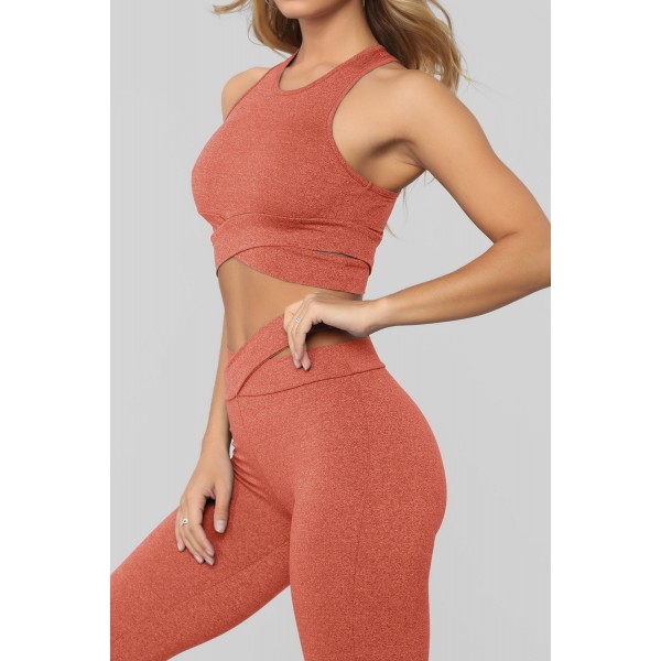 Orange Crisscross Sports Bra and Leggings Set