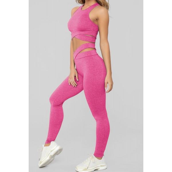 Rose Crisscross Sports Bra and Leggings Set