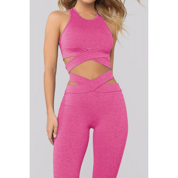 Rose Crisscross Sports Bra and Leggings Set