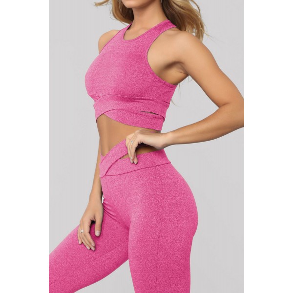 Rose Crisscross Sports Bra and Leggings Set