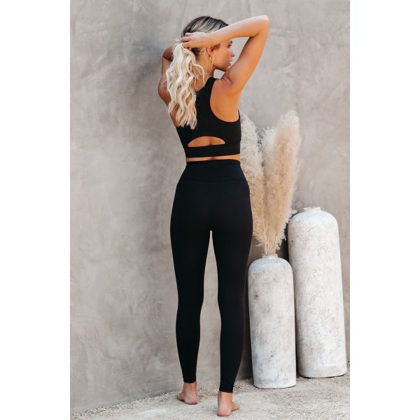 Black Crop Yoga Bra and High Waist Leggings Sports Wear