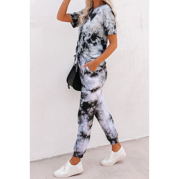 Gray Tie-dye Tee and Sweatpants Sports Wear