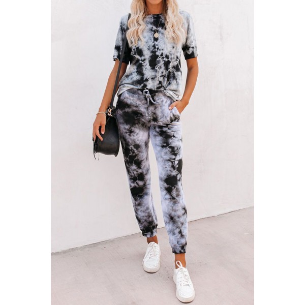 Gray Tie-dye Tee and Sweatpants Sports Wear