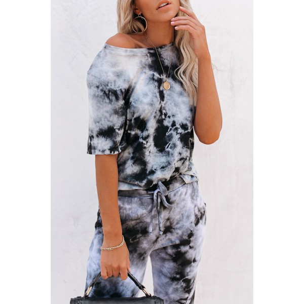 Gray Tie-dye Tee and Sweatpants Sports Wear