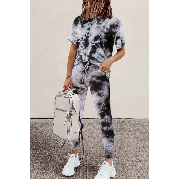 Gray Tie-dye Tee and Sweatpants Sports Wear