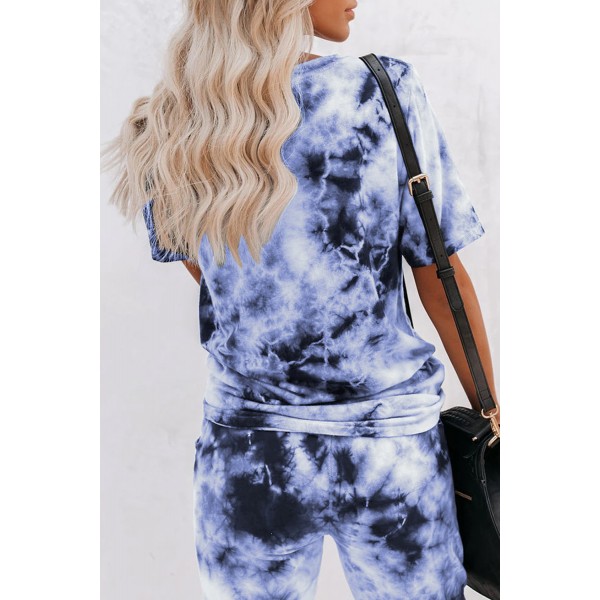 Blue Tie-dye Tee and Sweatpants Sports Wear