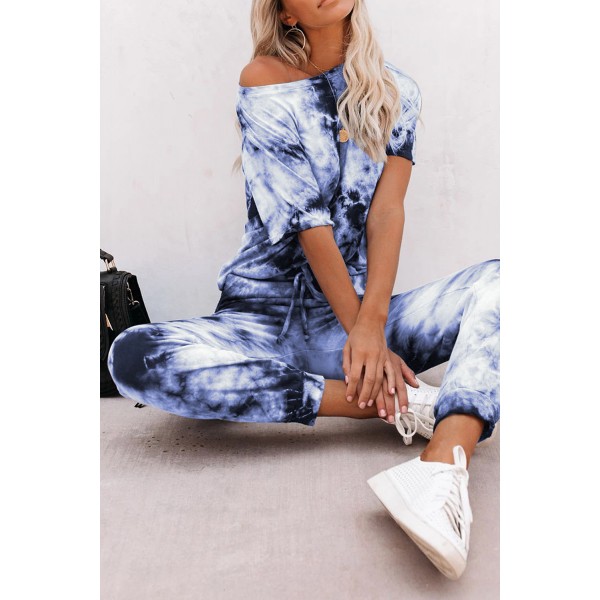 Blue Tie-dye Tee and Sweatpants Sports Wear