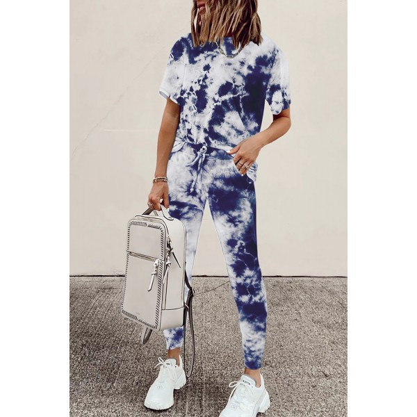 Blue Tie-dye Tee and Sweatpants Sports W...