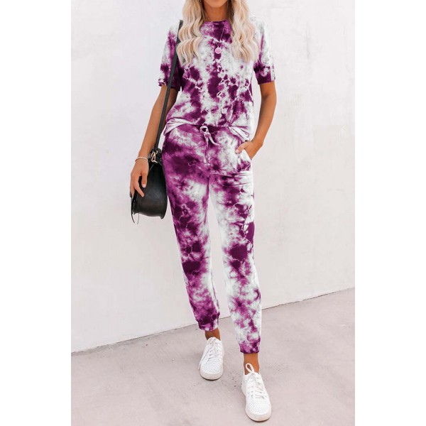 Purple Tie-dye Tee and Sweatpants Sports...