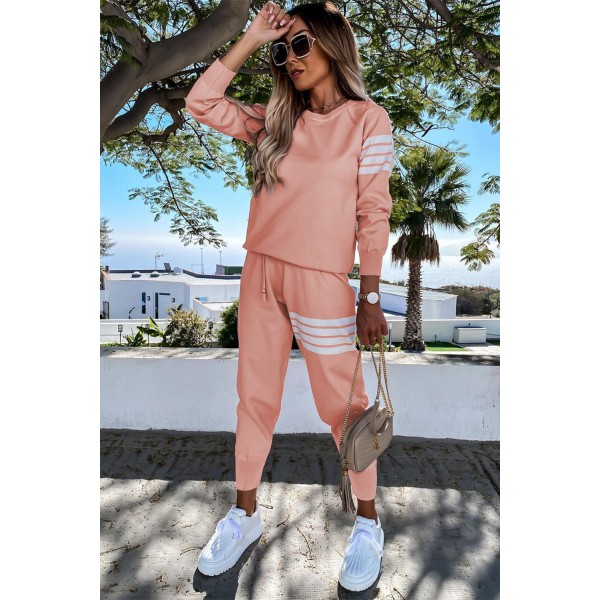 Pink Striped Long Sleeve Top and Sweatpa...