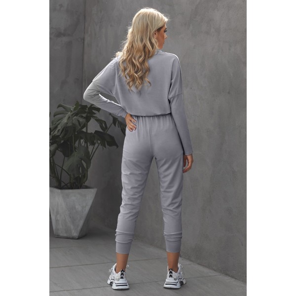 Gray Star Print Two-Piece Set Sports Wear