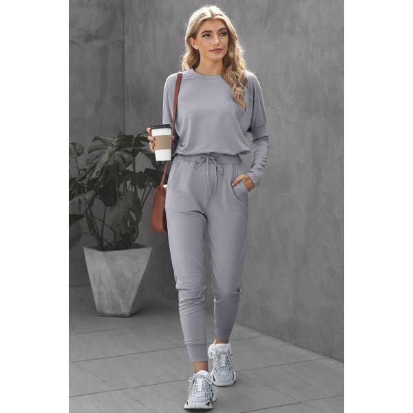 Gray Star Print Two-Piece Set Sports Wear