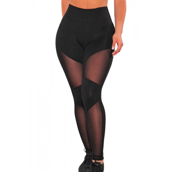 Black Sheer Mesh Gym Leggings