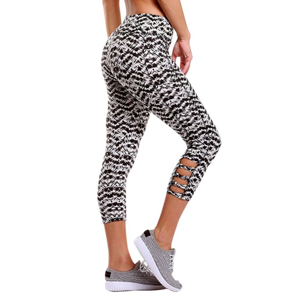 Light Monochrome Print Crisscross Detail Leggings