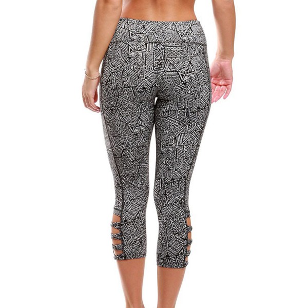 Monochrome Print Crisscross Detail Leggings