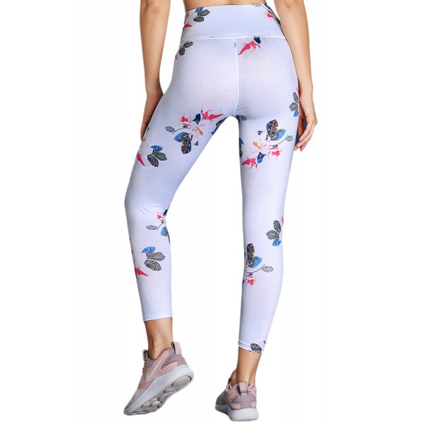 Discrete Print High Waist Sport Leggings in White