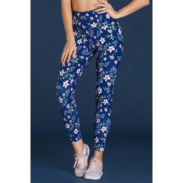 High Waist Floral Print Compression Womens Leggings