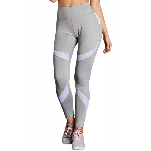 Gray High Waist Sport Yoga Pants with Co...