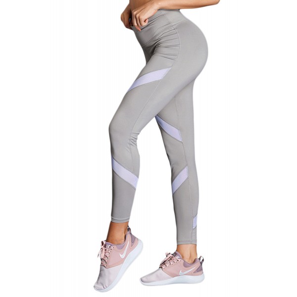 Gray Patchwork High Waist Gym Leggings