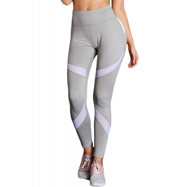 Gray Patchwork High Waist Gym Leggings