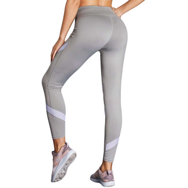 Gray Patchwork High Waist Gym Leggings