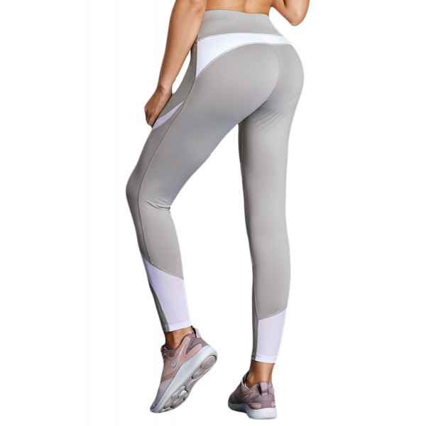 Gray Patchwork High Waist Gym Leggings