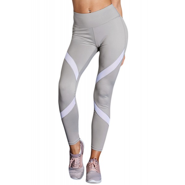 Gray Patchwork High Waist Gym Leggings