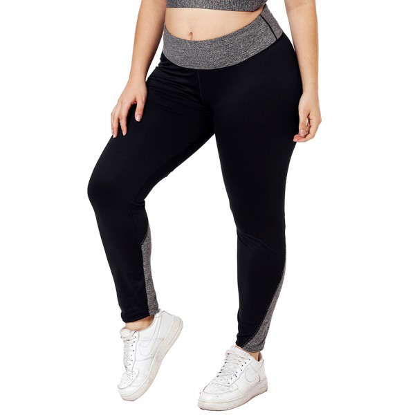 Black Heathered Splice Plus Size Yoga Pants