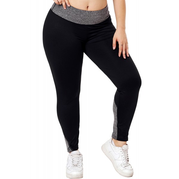 Black Heathered Splice Plus Size Yoga Pants