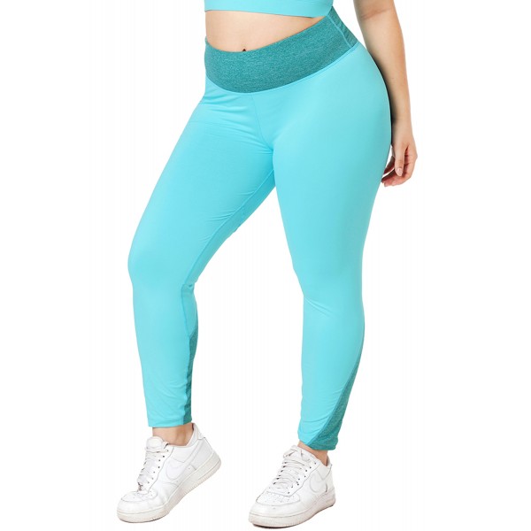 Sapphire Heathered Splice Plus Size Yoga Pants