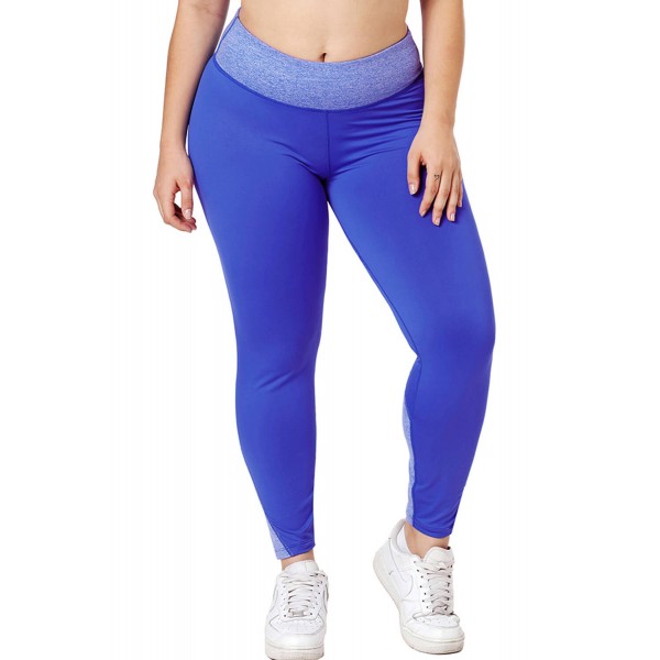 Royal Blue Heathered Splice Plus Size Yoga Pants