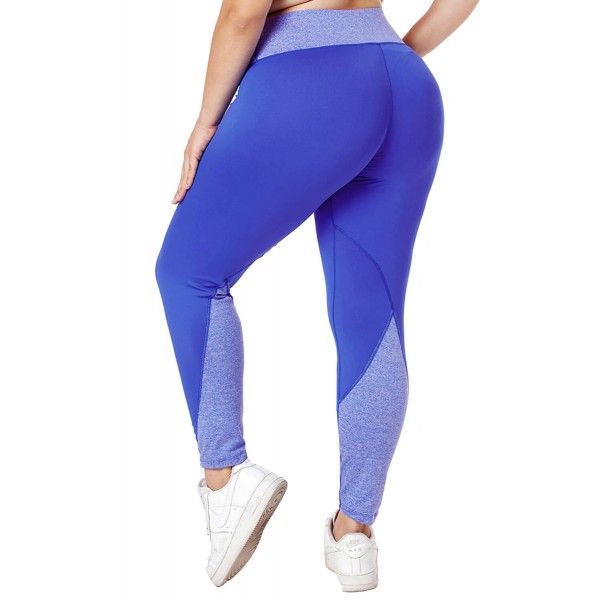 Royal Blue Heathered Splice Plus Size Yoga Pants