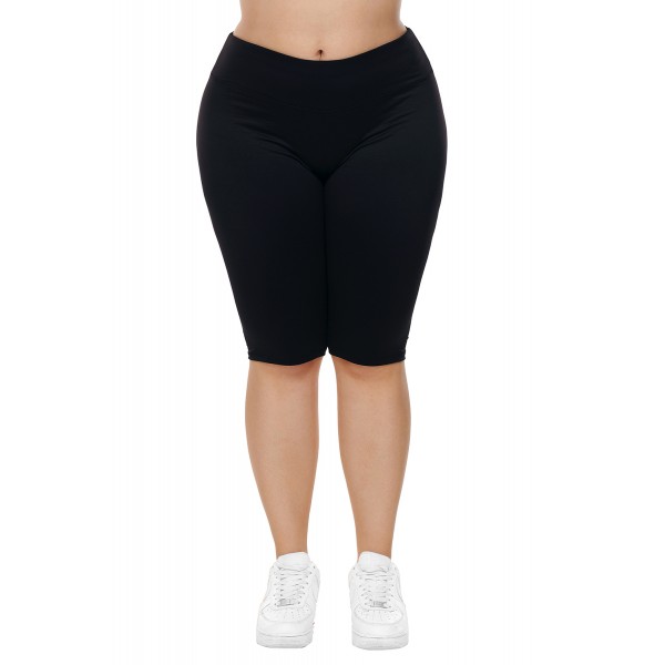 Black Knee Length Plus Size Sports Pants