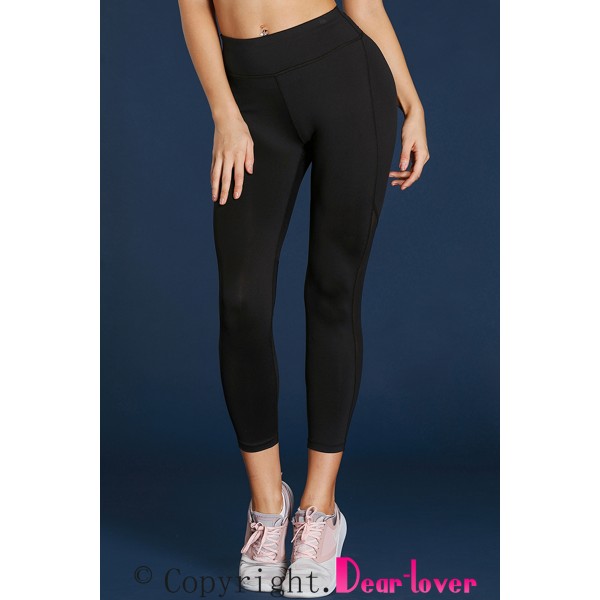 Black High-Rise Mesh Patchwork Gym Sport Yoga Leggings