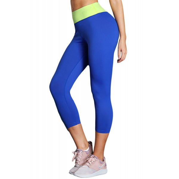 Blue Yellow High Waist Full Length Leggings