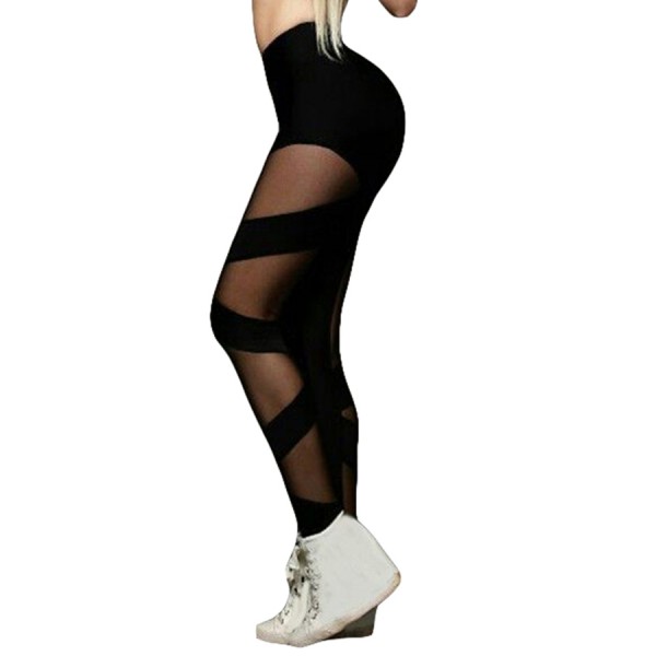 Black Sexy Cross Mesh Sports Leggings